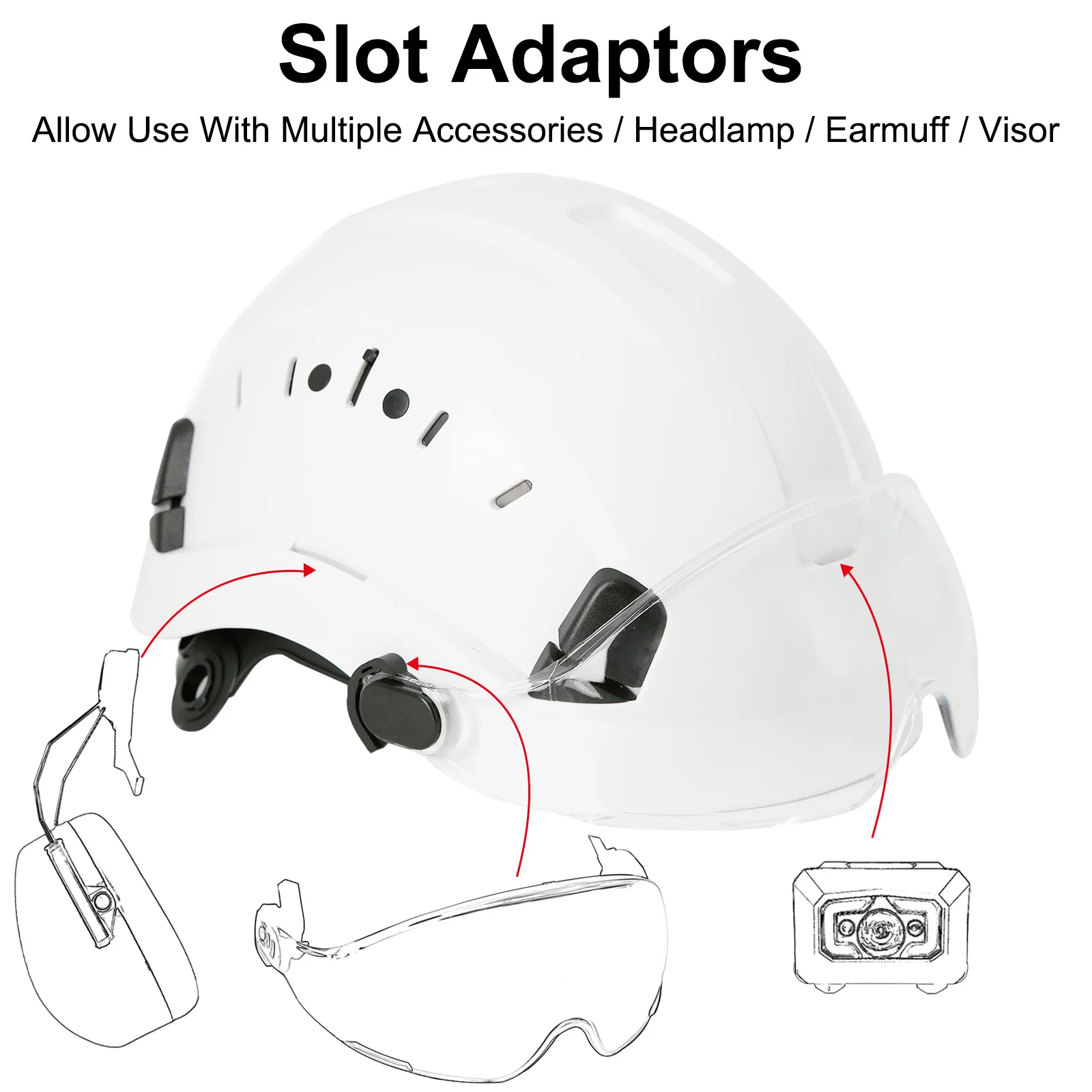 Safety Hard Hat with Visor High Quality ABS Work Protective Helmet with Goggles Outdoor Riding Climing Rescue