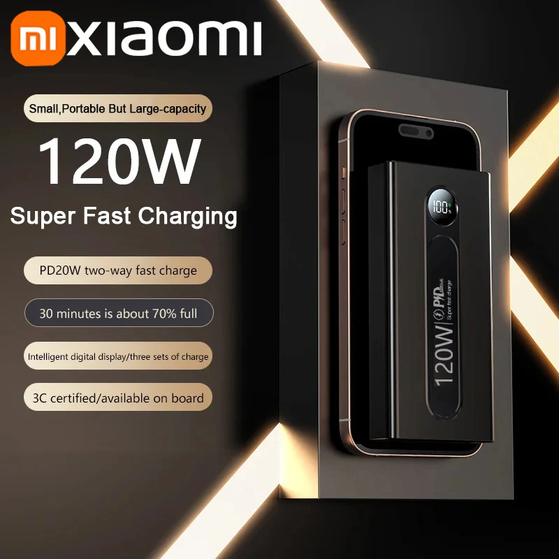Xiaomi 200000mAh PowerBank LED Digital Display 120W Super Fast Charging Battery For IPhone Samsung Huawei Portable Battery Charger