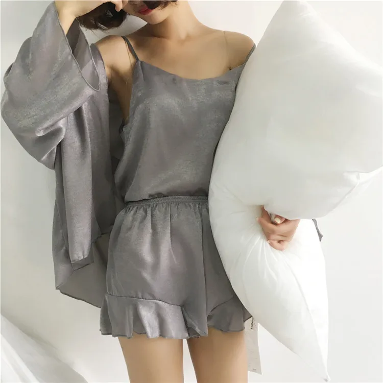 Ladies Fashion Casual Three Piece Set Silk Pajamas for Women Clothing Broken Code Clearance FW19