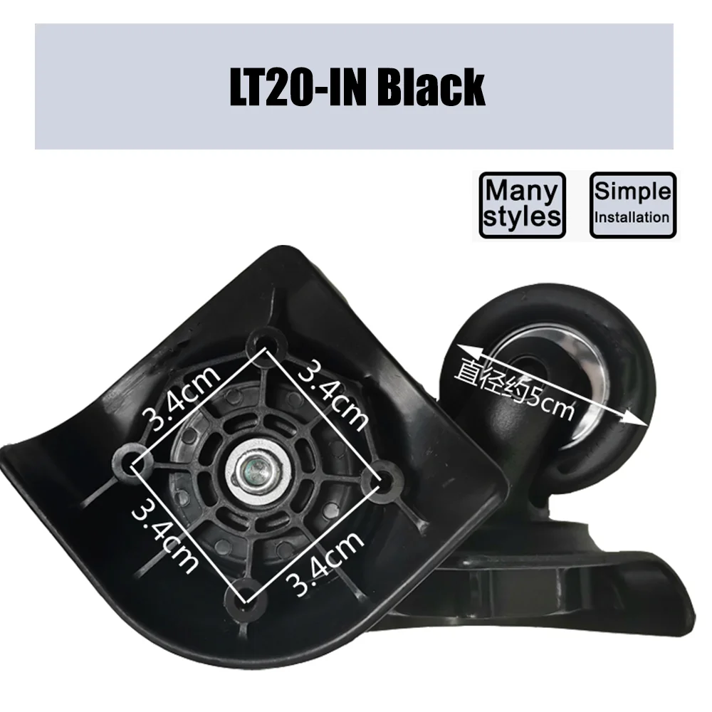 For HINOMOTO LT20N Trolley Case Wheel Pulley Sliding Casters Universal Wheel Luggage Wheel Smooth Slient Wear-resistant Black
