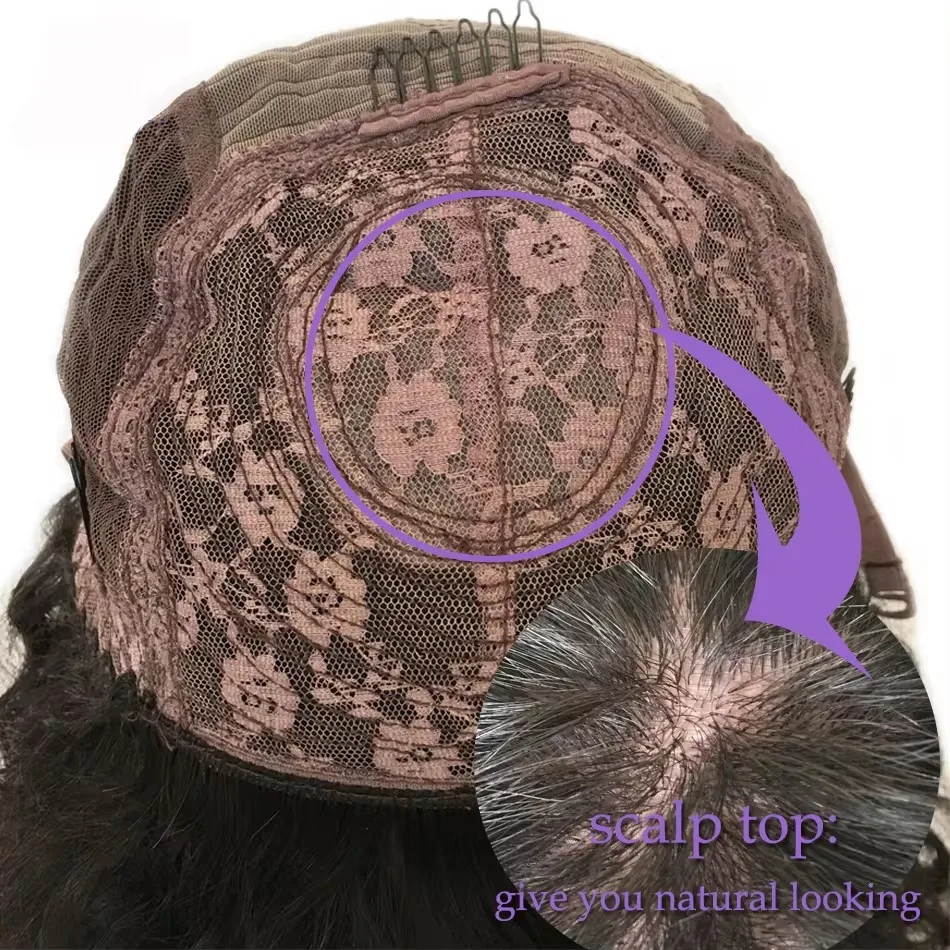 여성용 자수정 허니 블론드 하이라이트 인모 가발, 앞머리 있는 풀머신 가발, 스캘프탑 브라질 레미 스트레이트 헤어