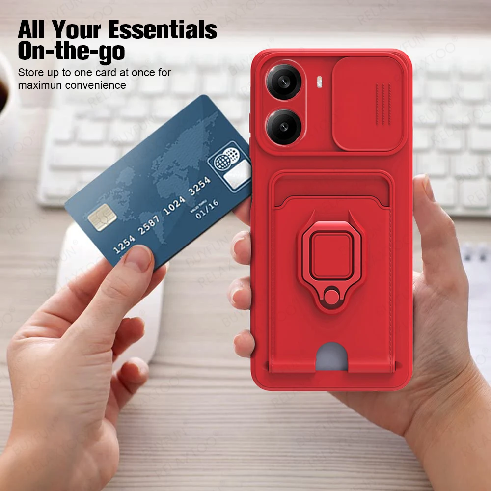 Multifunctional Magnetic Ring Case with Lens Protection and Card Holder