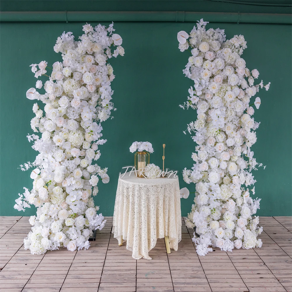 

H2.5m Artificial White Rose Moth Orchid Silk Flower Row Wedding Backdrop Decoration Fleurs Artificielles Mariage Sztuczne Kwiaty