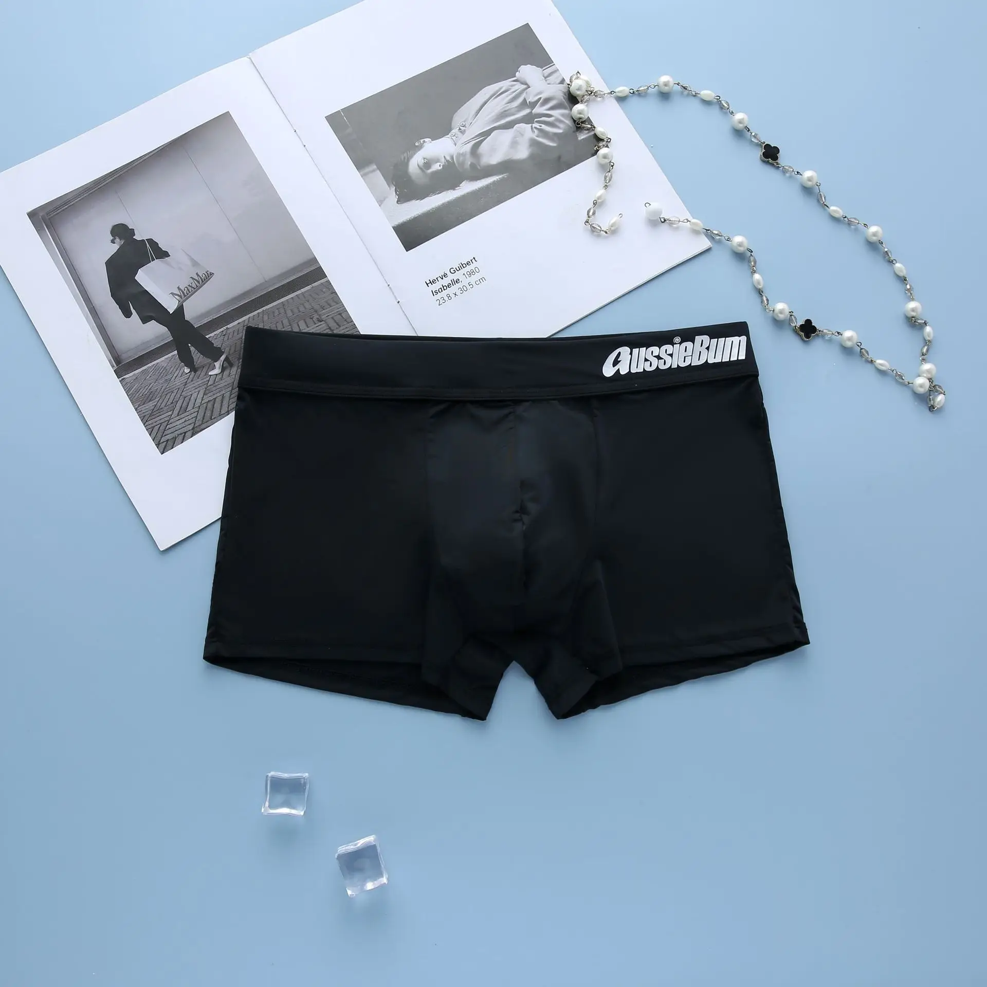 Mens Boxer underwear milk silk low waist elastic three-dimensional comfort 5