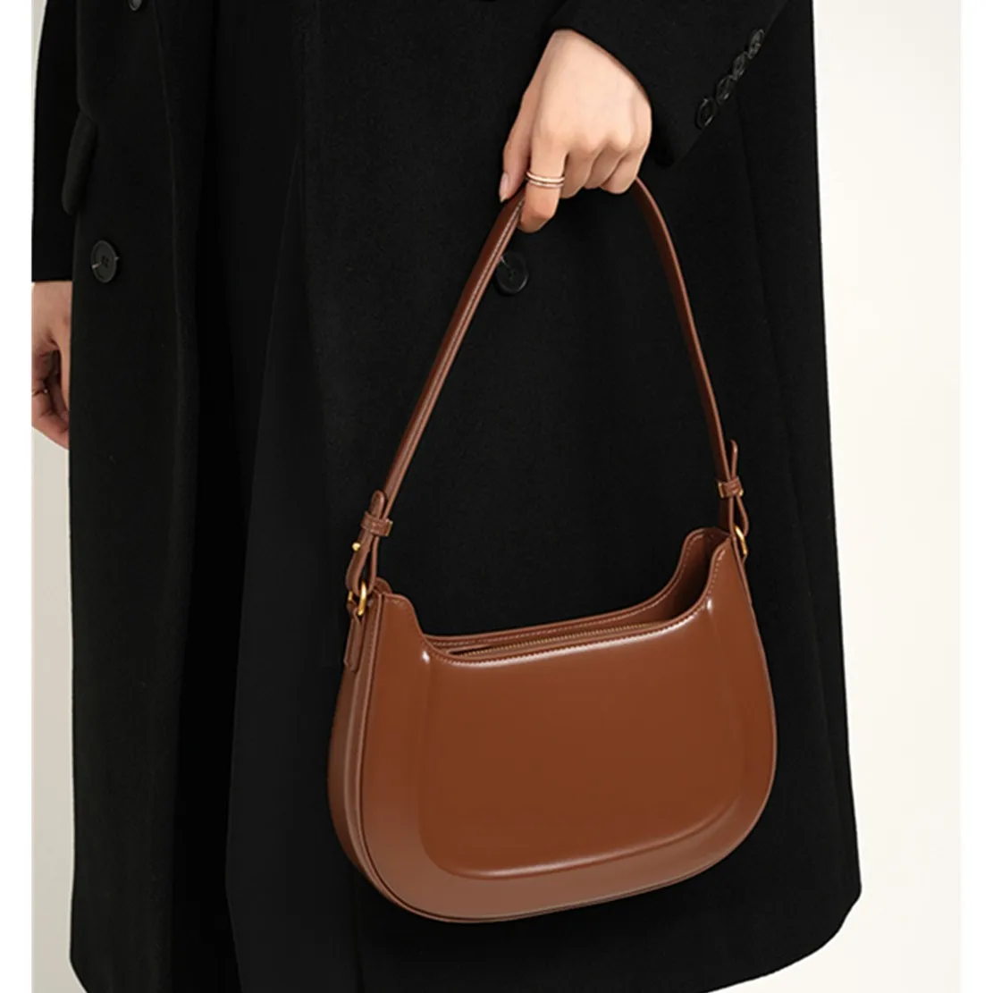 

Maxdutti 2024 Spring New Collection Genuine Leather Bags Fashionable Cowhide Retro Saddle Bag Single Shoulder Crossbody Bag