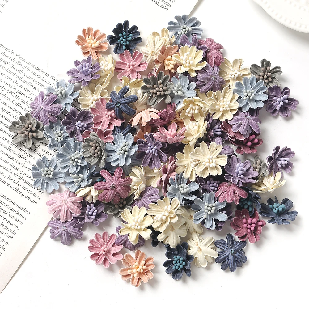 Mini Artificial Flower Daisy Head Wedding Home Decor Diy Clothing Headdress Crafts Accessories Christmas Party Decoration Flower
