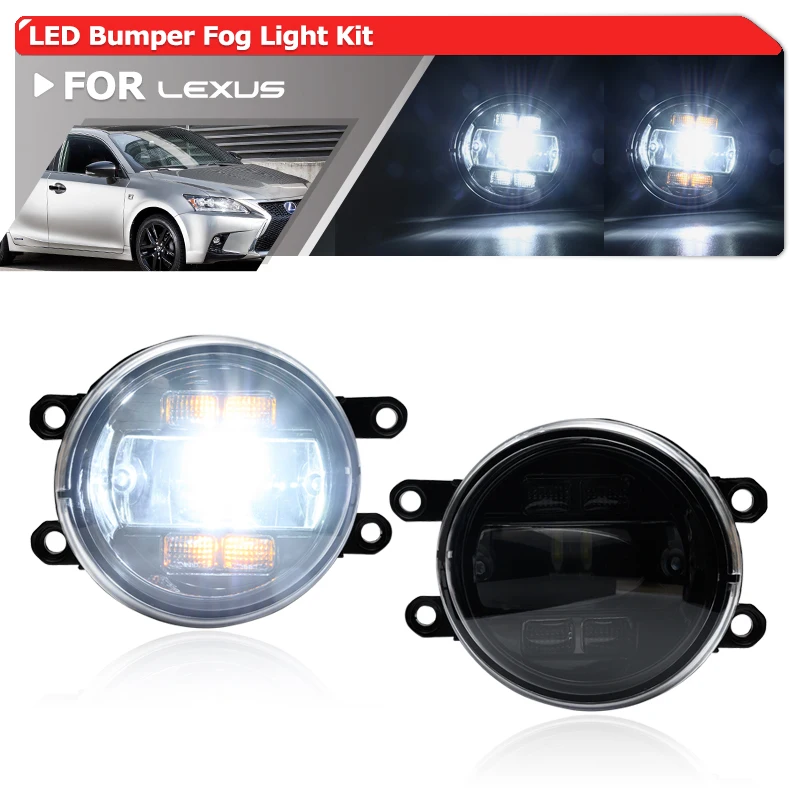 

Smoked For Lexus IS ES LX RX GS CT200h NX300t 300h For Scion xA xB tC iQ Bumper Driving Led Fog Lights DRL/Turn Signals Kit