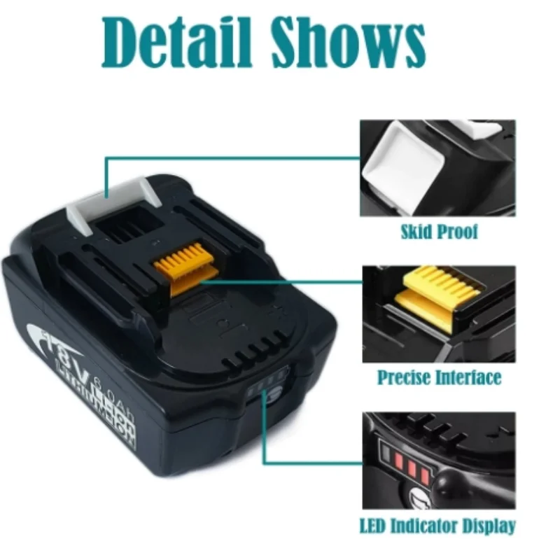 

Литий-ионный аккумулятор Makita BL1830 BL1850 BL1860, 18 в, 6000 мАч, перезаряжаемая батарея DC18RC, быстрая доставка