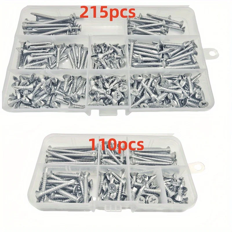 110/215 pieces 410 stainless steel flat head cross self-drilling screw sheet metal