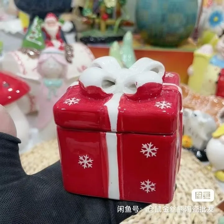 Cartoon 3D Relief Colorful Handdrawn Ceramics Dish Cake Gift Cake Box Box Christmas Tableware Kitchen Household Dinnerware 4
