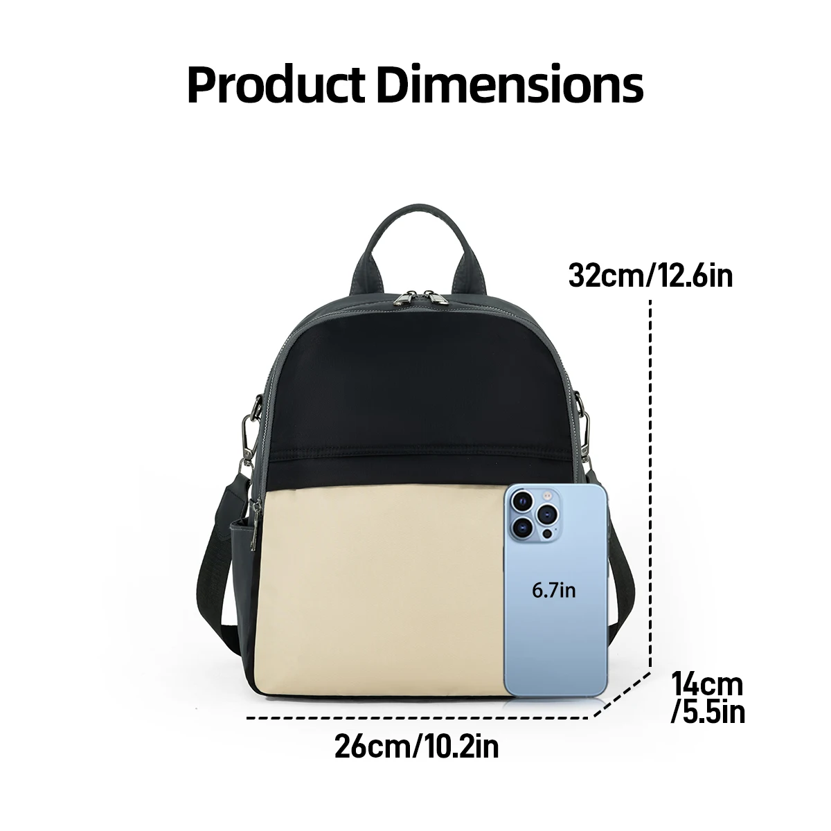 2025 New High-End Versatile Student Backpack for Class, Simple Solid Color Oxford Cloth Color-Blocking Trendy Versatile Backpack for Women Commuting to Work