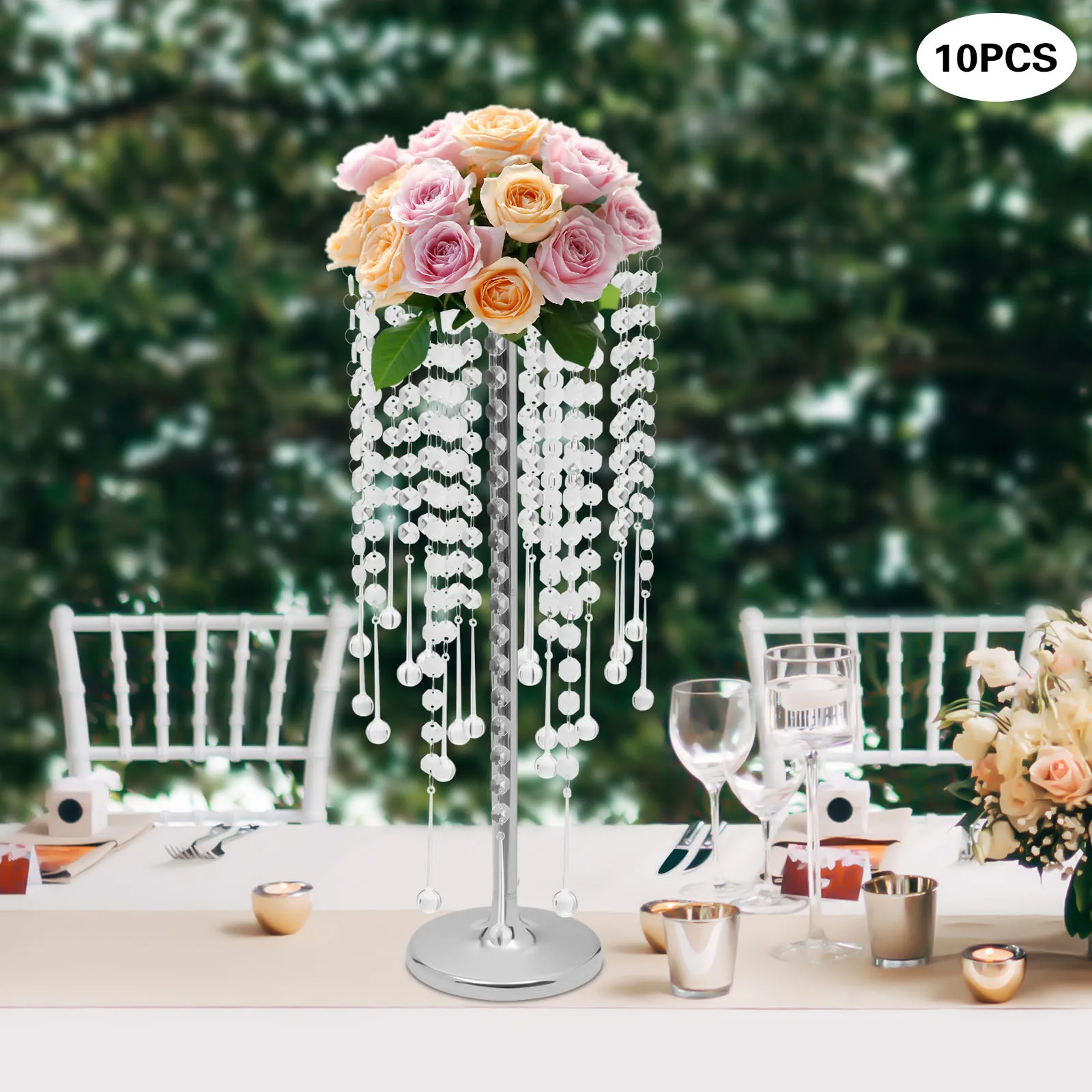 

10Pcs 55cm Tall Crystal Flower Stand Centerpieces Vase for Wedding Party Event Home Decor NEW