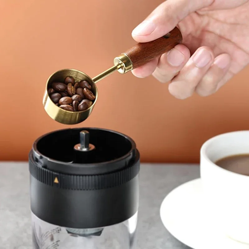 Stainless Steel Spoons 15ml Measuring Spoon Tablespoon Coffee Scoop Wood Handle Sugar Powder Coffee Bean Measure Spoon