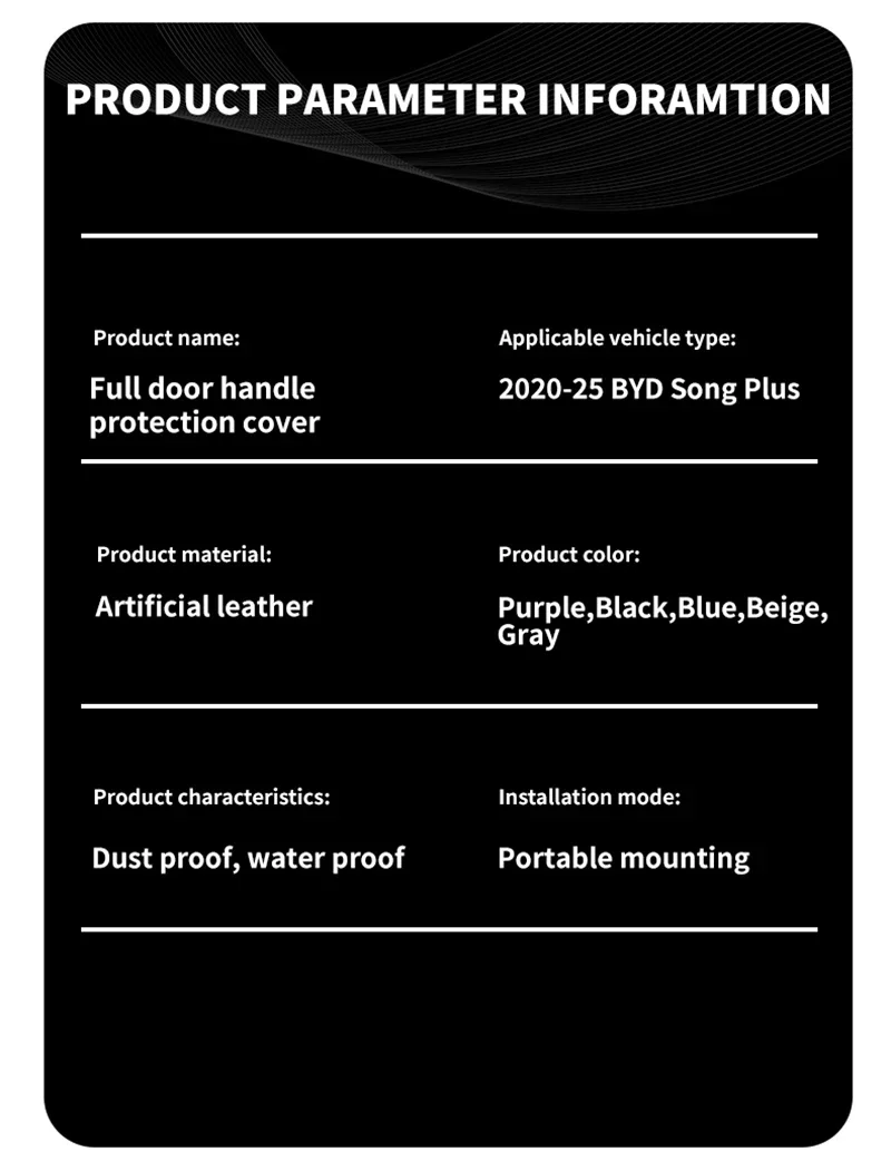 For Byd Song Plus Seal u Dmi Ev 2020-2025 Car Door Handle Protector Covers Leather Anti-slip Interior Decoration Accessories