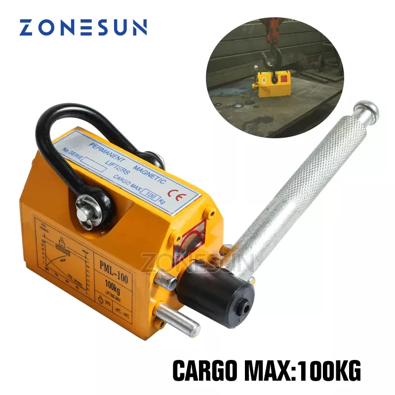 

Подъемник для стального крана ZONESUN 0,1 T (100 кг), магнитный инструмент стальной листовой материал, подъемник, Постоянный Магнитный подъемник