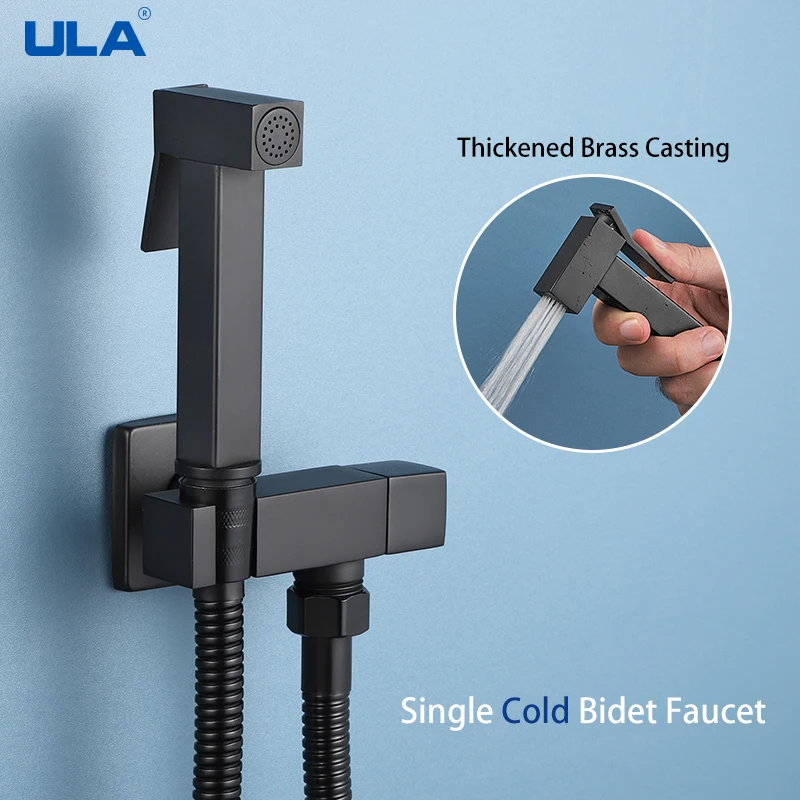 ULA Brass Bidet Faucet Gold Handheld Toilet Bidet Sprayer Hygienic Shower Toilet Faucets Single Cold Water Tap Self Cleaning 3