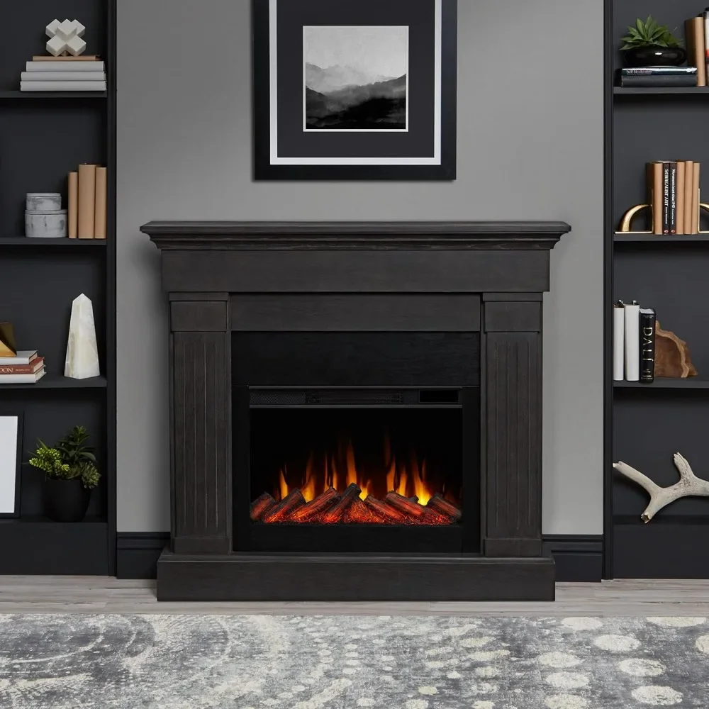 Crawford Slim Indoor Electric Fireplace with Mantel for Living Room or Bedroom, Replaceable Fireplace Insert Heater, 2