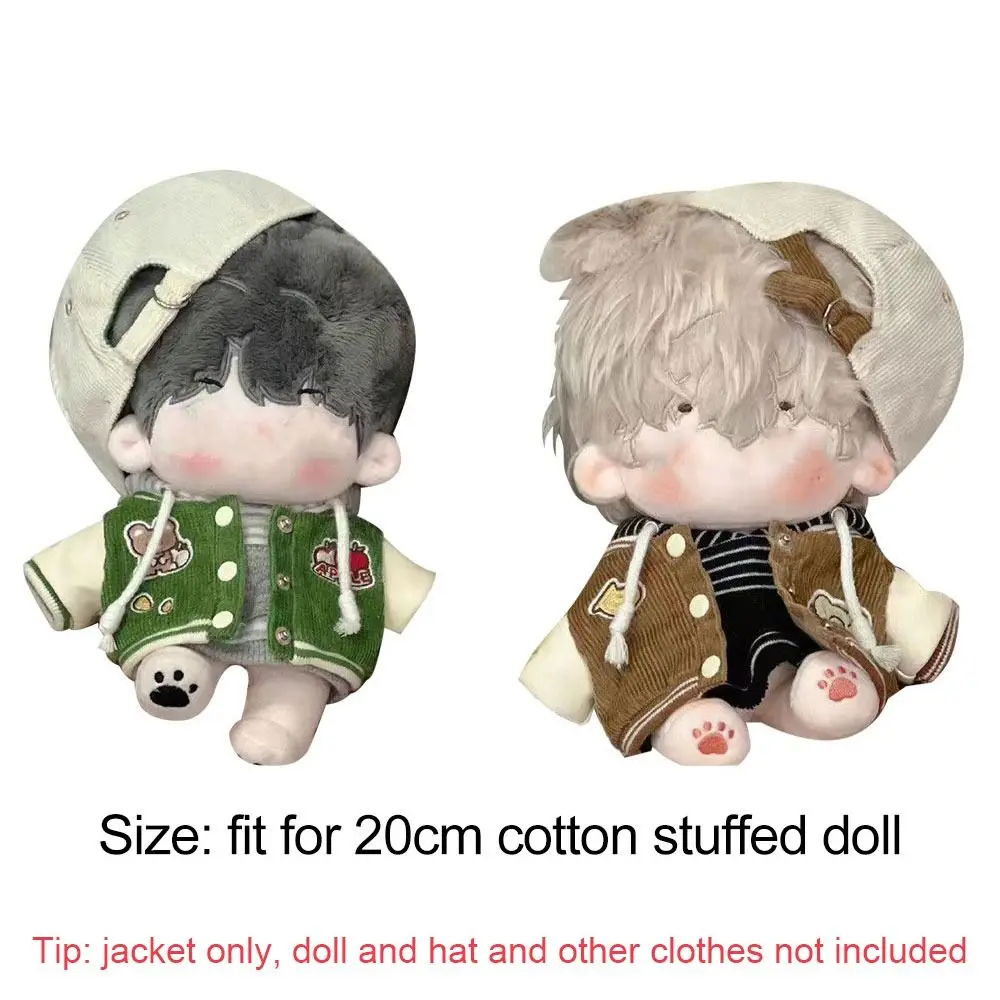 20cm Fashion Doll Clothes Cartoon Pattern Jackets Baseball Uniform Cotton Stuffed Dolls Playing House Toy DIY Doll Accessories images - 6