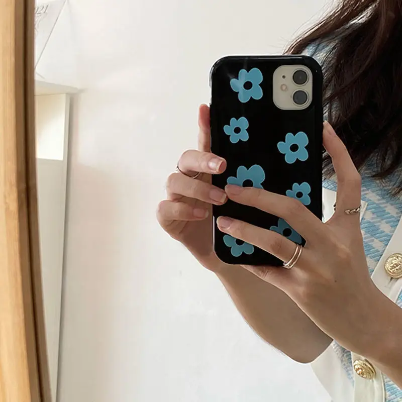 Cool Art Flowers Black iPhone Case