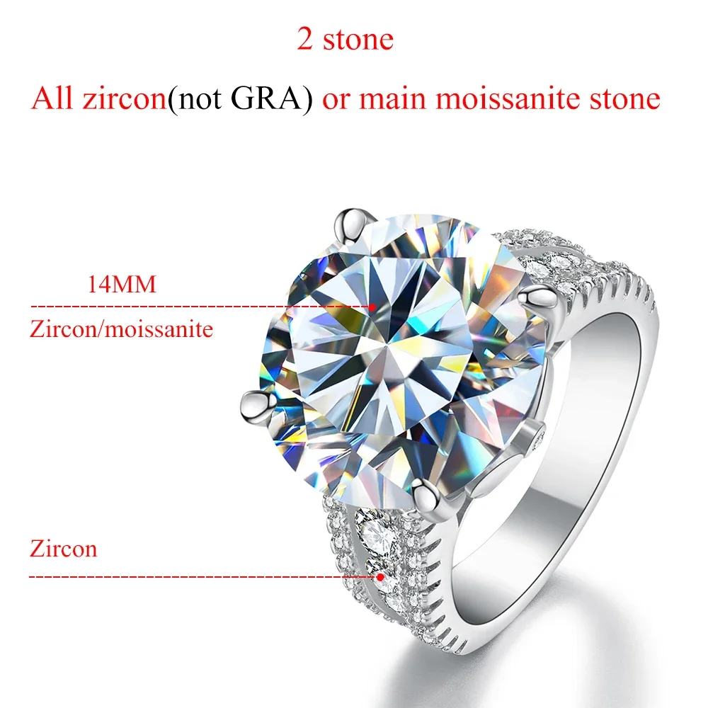 Luxury D Color 10 Carat Moissanite Rings for Women 925 Sterling
