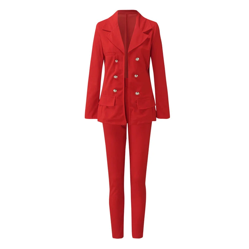 Two Piece Set Indie Single Breasting Blazer Suit Women Fashion Solid Blazer High Waist Leggings Casual Suit Club Party Suits
