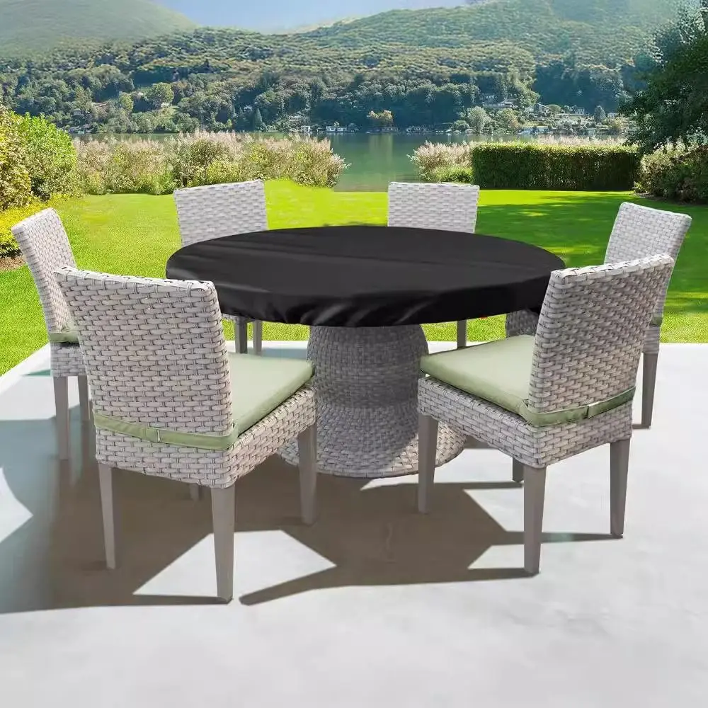 Premium Waterproof Round Table Outdoor Cover - Dustproof, Breathable, UV Resistant Garden Furniture Protection