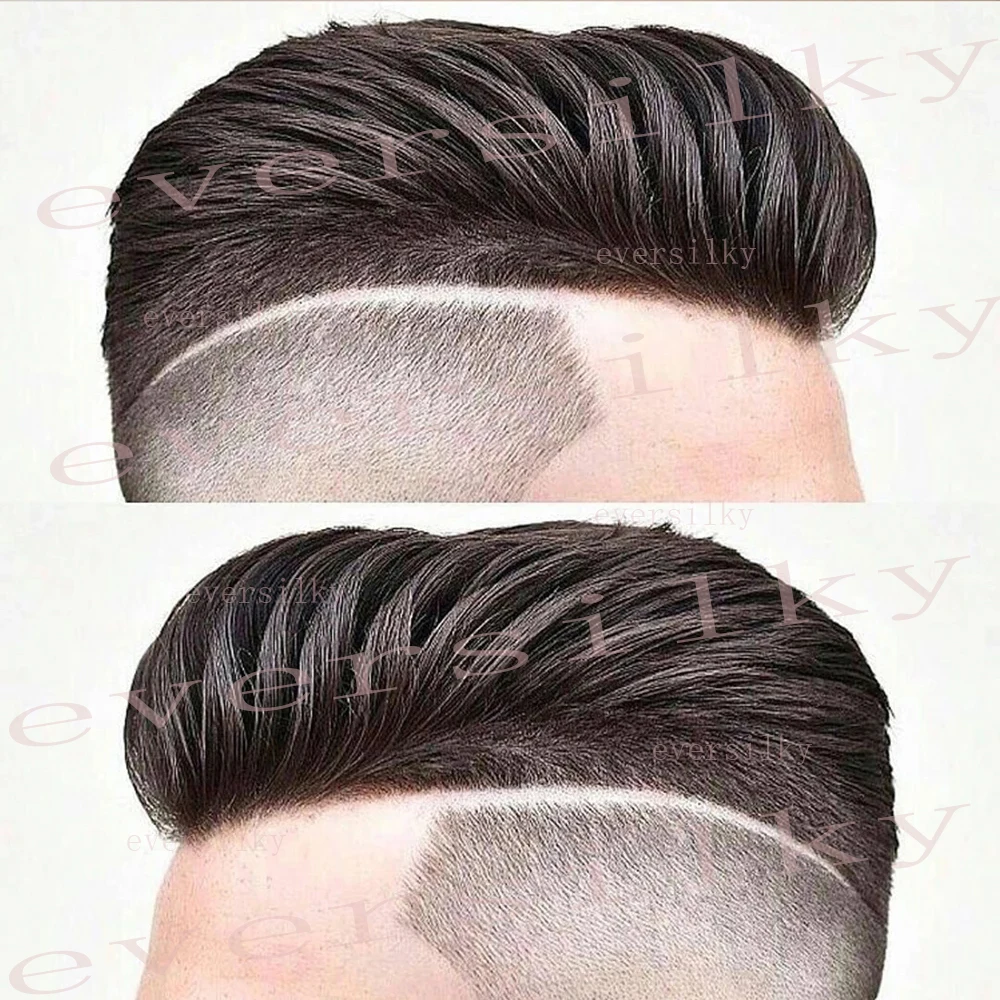 Natural Hairline Mens Toupee Super Durable Skin Full PU System Grey Brown Black Human Hair Wig Microskin Capillary Prosthesis