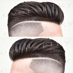 Natural Hairline Mens Toupee Super Durable Skin Full PU System Grey Brown Black Human Hair Wig Microskin Capillary Prosthesis