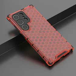 2 - in - 1 Full Protection Shockproof Translucent Phone Case with Hard Armor Cover - S24 (Red)