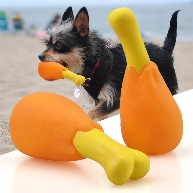 

Interactive Dog Teething Toy Chicken Leg Chew Squeakers Toy for Puppy Teething Grinding Teeth Noise Maker 6XDE