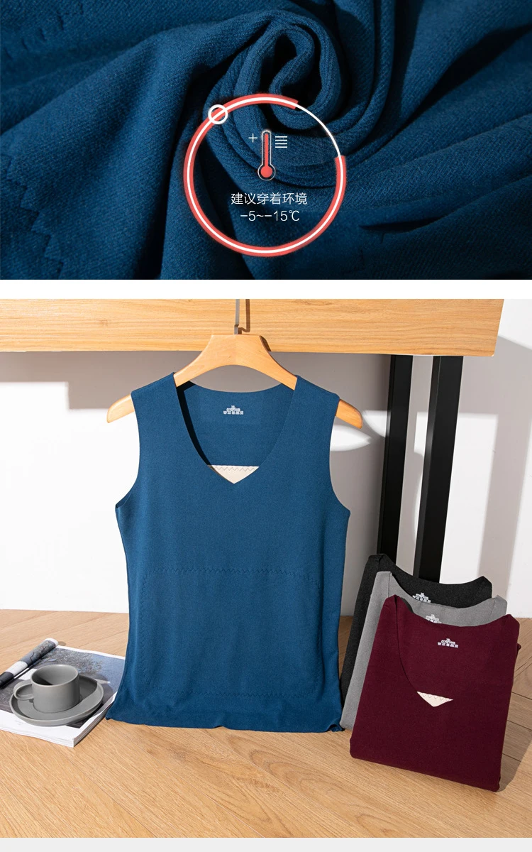 Männer Thermische Unterhemd Herbst Winter Frauen Tank Tops Weste Thermische Kleidung Patch Dicke Thermische Unterwäsche Für Männer Bodenbildung Shirt – Detail 10