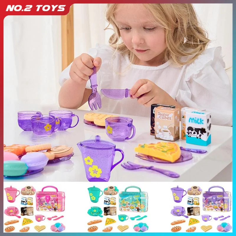 Simulate Kitchen Playset Pretend Play House Cookware Afternoon Tea Food Cake Set Children's Tableware Kitchen Toy Christmas Gift