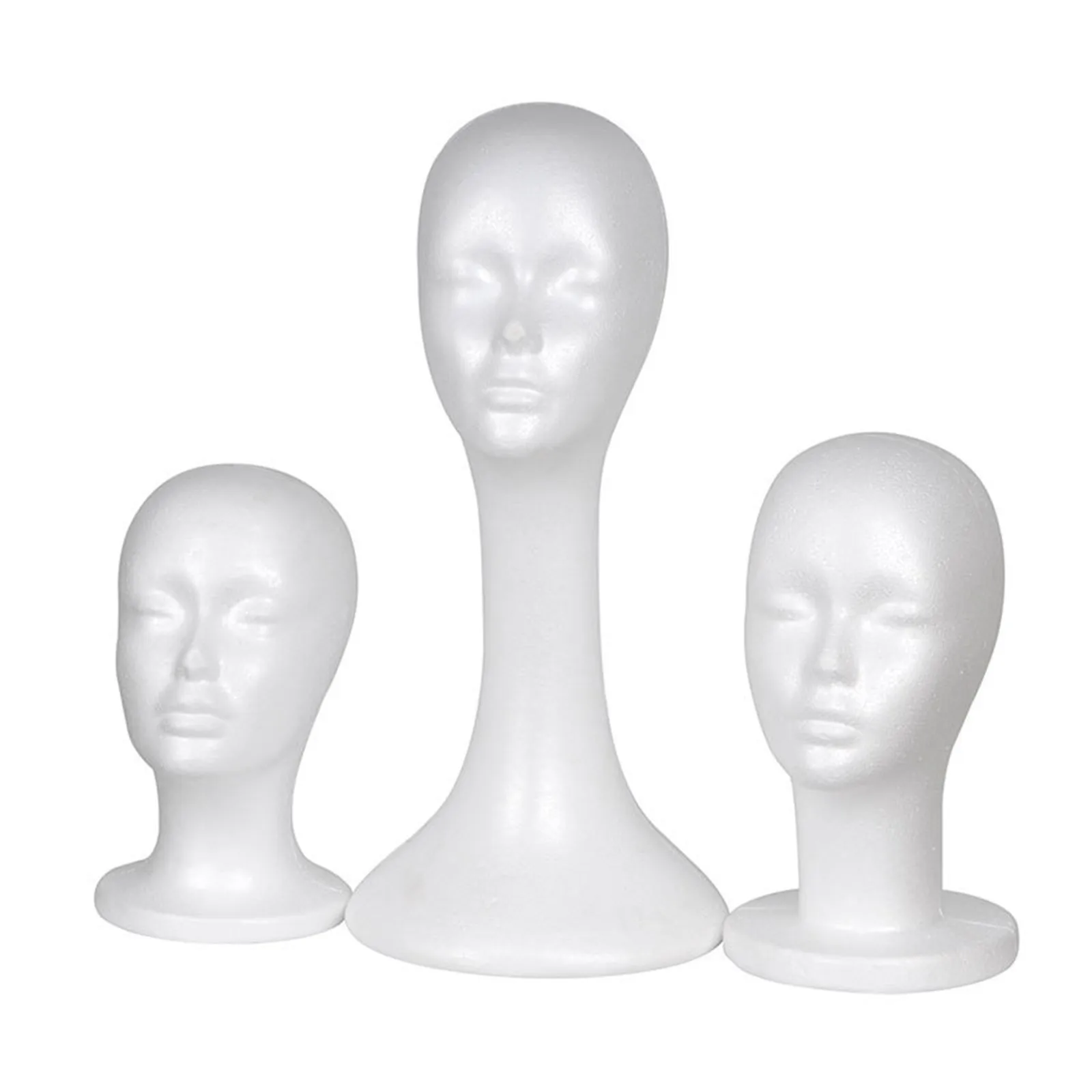 Plus Size Foam Female Human Head Long Neck Mannequin Wig Hat Glasses Display Stand Model Training Head Kit Hair Tool