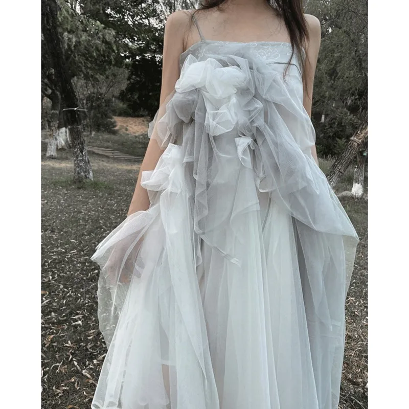 

High Quality Slip-on Gauze Dress Slimming Temperament Niche Designer Dress Women's Summer Dress