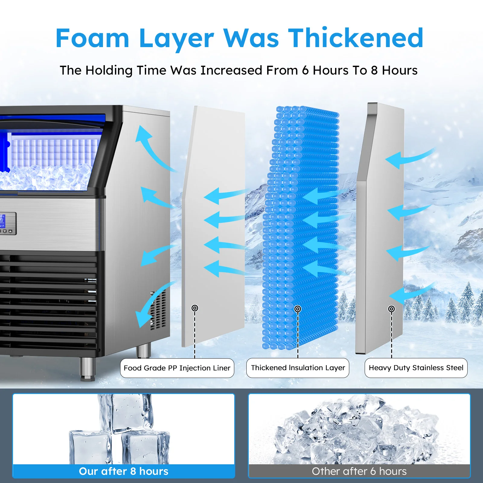 Commercial Ice Maker, Ice Making Machine with Large Storage Bin, Auto Self-Cleaning Ice Maker Perfect for Home Bar Business 3