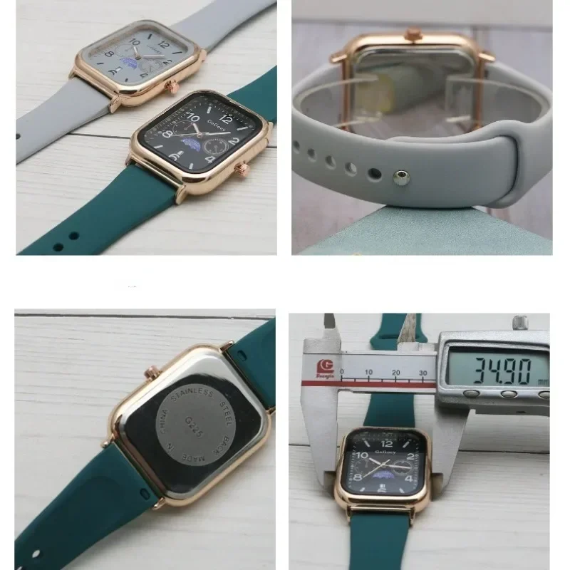 Famous Brand Women Calendar Watch Rectangular Luminous Ladies Quartz Watches Silicone Strap Wristwatch Relojes Para Mujer 6