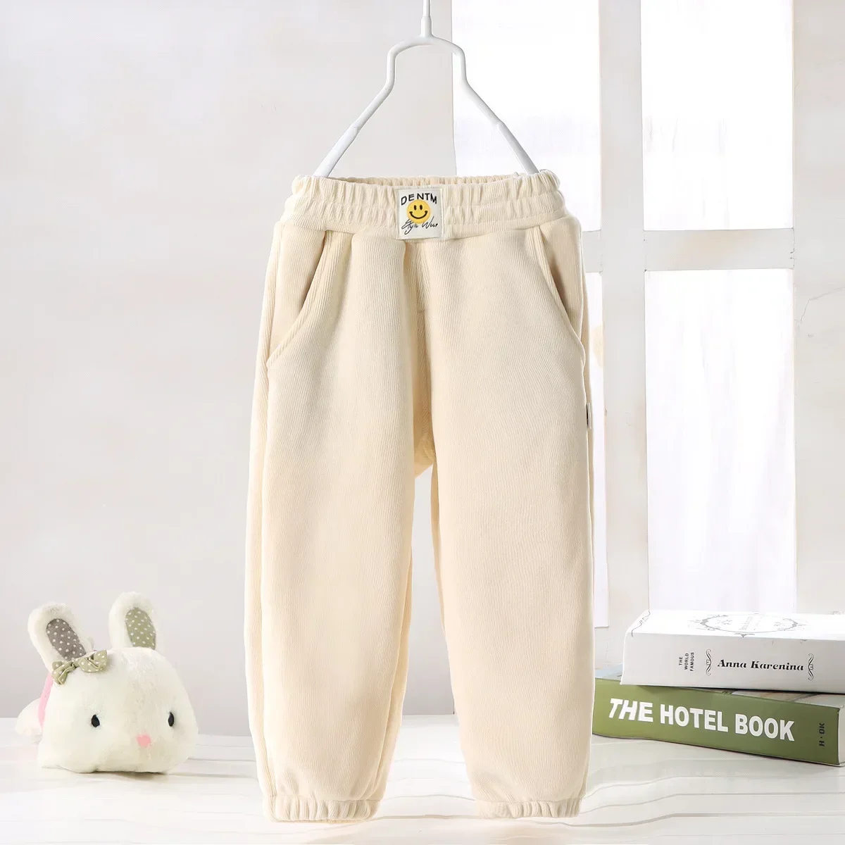 thumbnail image 1 of Winter Thick Warm Children Pants Cute Smile Pattern Kids Padded Cotton Velvet  Long Pants Casual Sport Troursers for Kids, 1 of 6