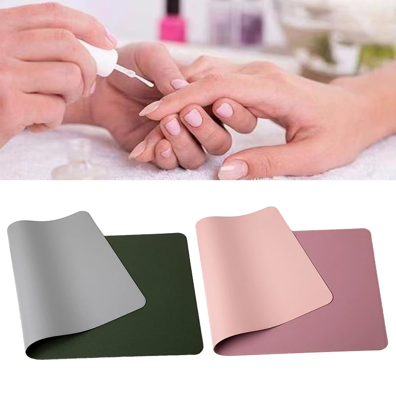 Nail Art Table Mat Soft Foldable Manicure Hand Rest Pad Waterproof Scratch Easy-Clean Office Desk Mat Portable PU Leather Pads