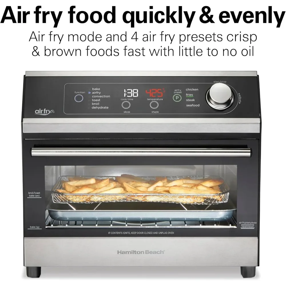 LED Touch Controls Digital Toaster Oven Air Fryer Combo, 10 Ways Cook, 4 Preset Functions, 2 Rack Positions, Stainless Steel