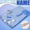 Personalized Baby Blanket Newborn Stroller Sleeping Dolls Custom Blanket With Name Animal Security Towel Gift Set 1