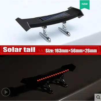 자동차 후면 윙 수정 비 천공 미니 테일 리어 스포일러 빛 태양 안티 충돌 경고 깜박이 불빛