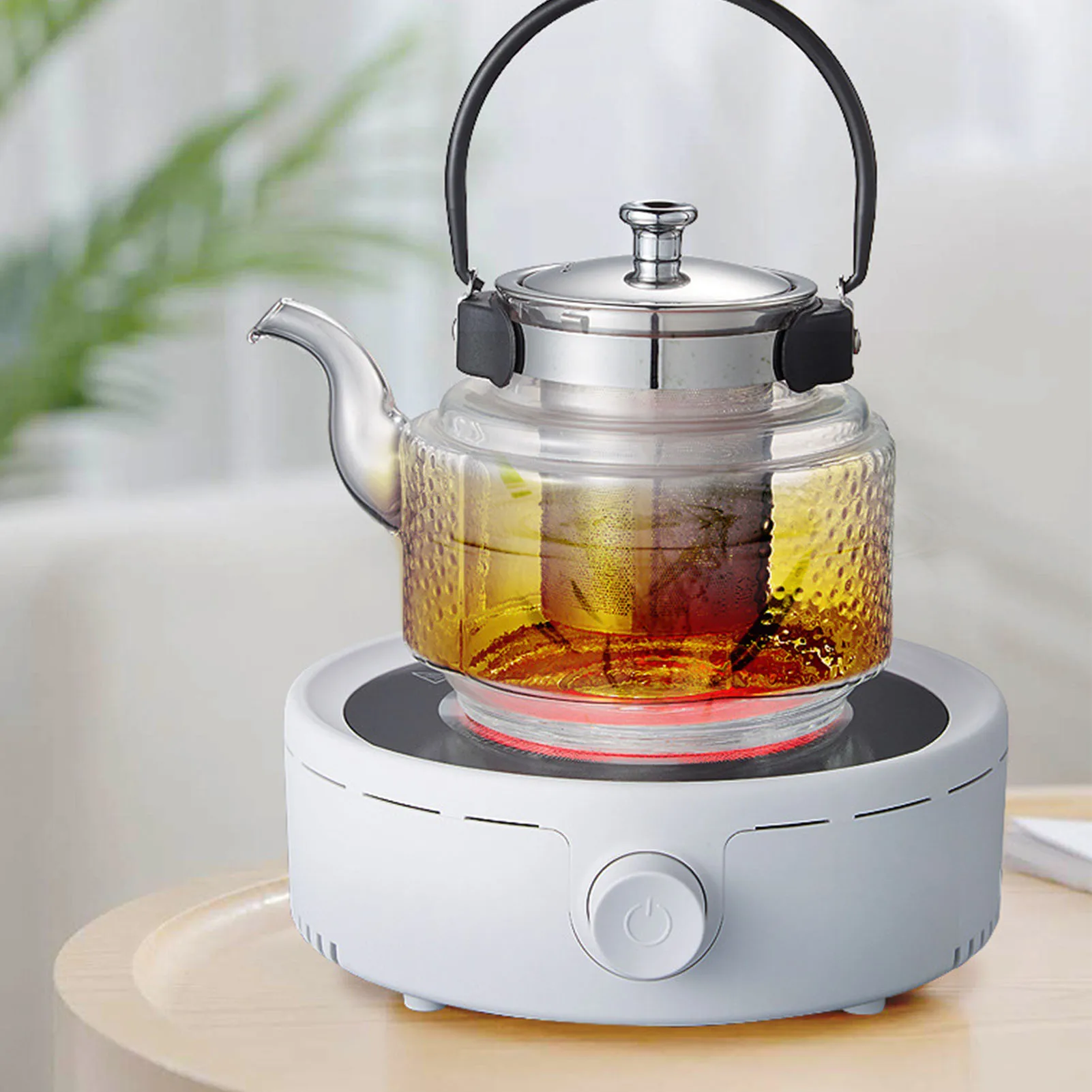 Silent Electric Tea Stove Small Ceramic Hot Plate for Boiling Water Making Coffee Knob Adjustment 6