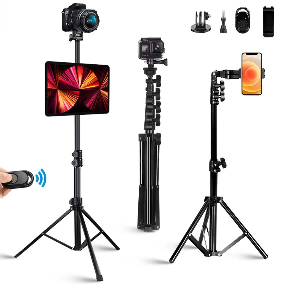 Universal Phone Tripod Stand Aluminum Selfie Stick with Remote