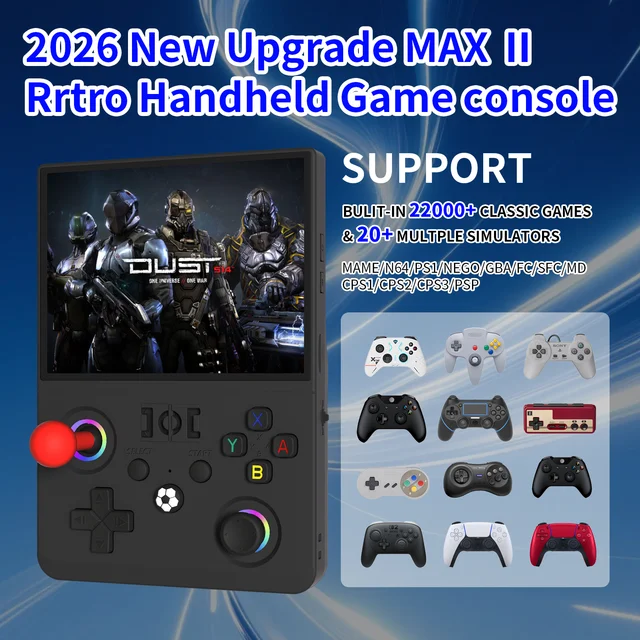 Nouvelle console de jeu portable rétro R36MAX Ⅱ 4,5 pouces, écran IPS HD 1024x768, système Linux open source portable avec 2 joysticks 1