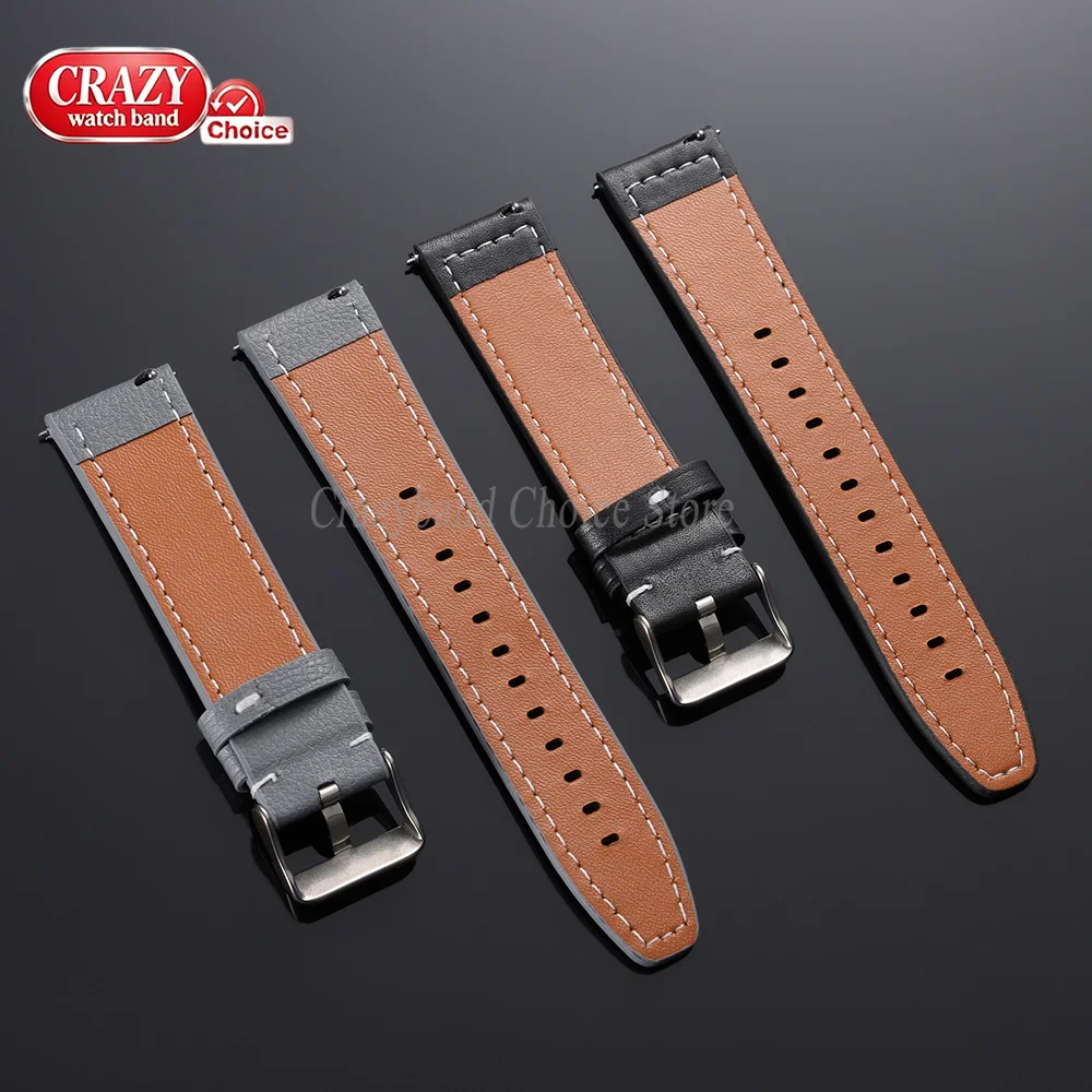 Elegant Black Leather Quick Release Watch Band - Universal Smartwatch Strap Accessory