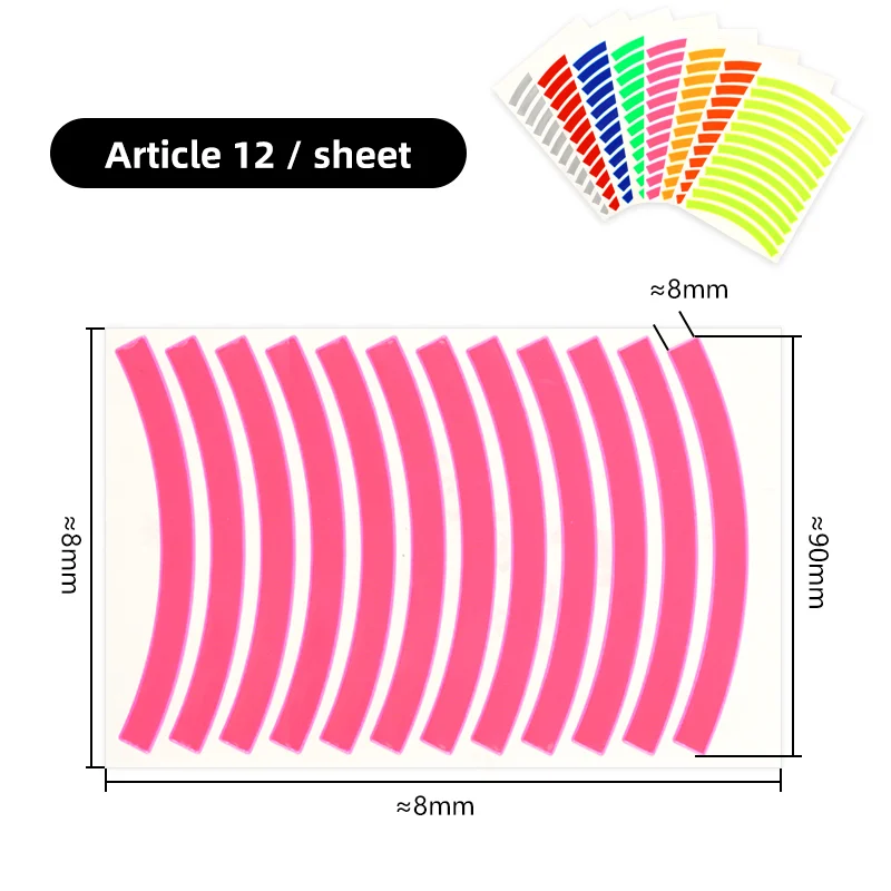 12Pcs Children's Balance Bike Reflective Sticker Wheel Decals Reflective Tire Applique Tape Safety Stickers Bicycle Accessories