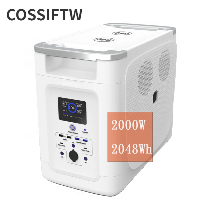 

cossiftw 2000W Portable Solar Power Station ,Lifepo4 Battery, Pure Sine Wave.2048wh 220V AC Outlet, For Home and Outdoor Camping