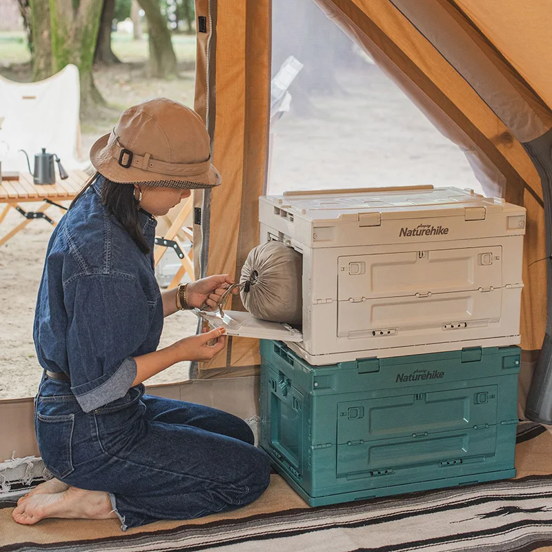 Naturehike Storage Box Outdoor Camping Folding Box with Table Board Camping Gear Box Table Dual Purpose 6