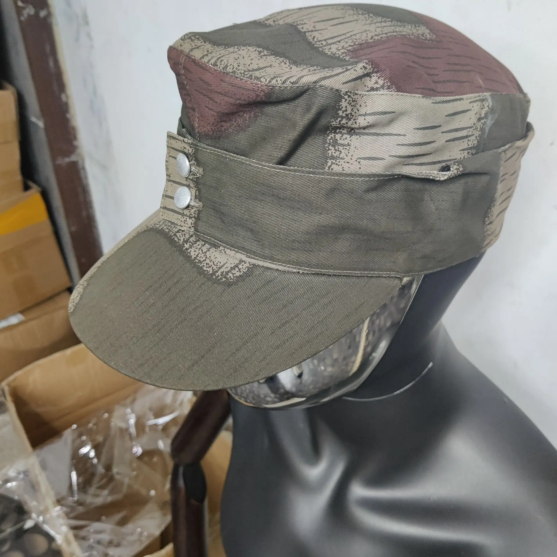 Casquette plate camouflage allemande M43 pour pêche tactique et randonnée aquatique