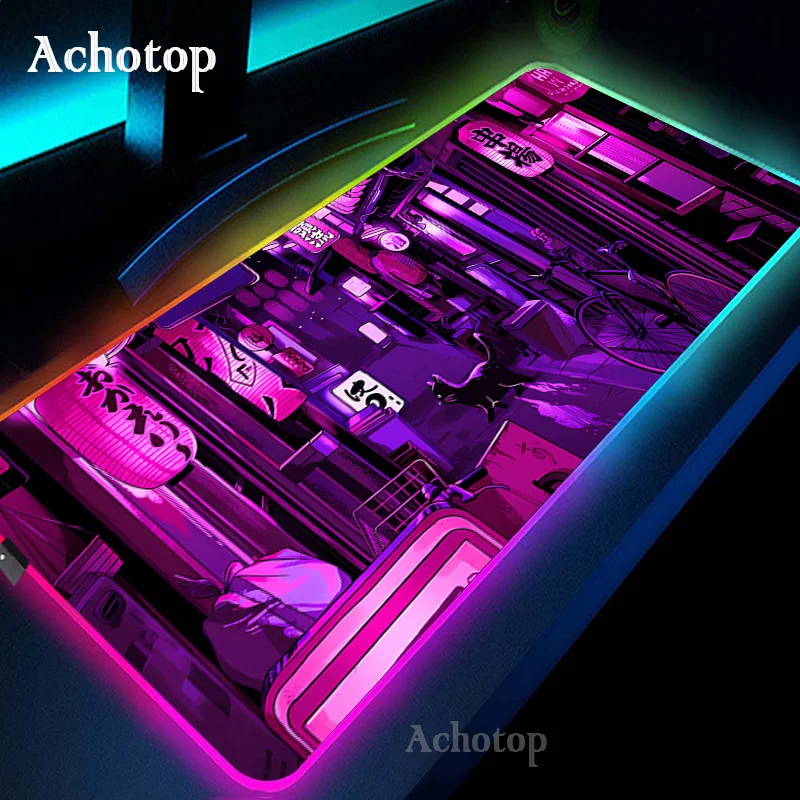 thumbnail image 1 of Alfombrilla de ratón para juegos RGB neón arte japonés alfobrilla de ratón ordenador grande para juegos LED alfombrilla XXL Mause Pads PC Gamer 900x400mm alfombrilla de escritorio, 1 of 5